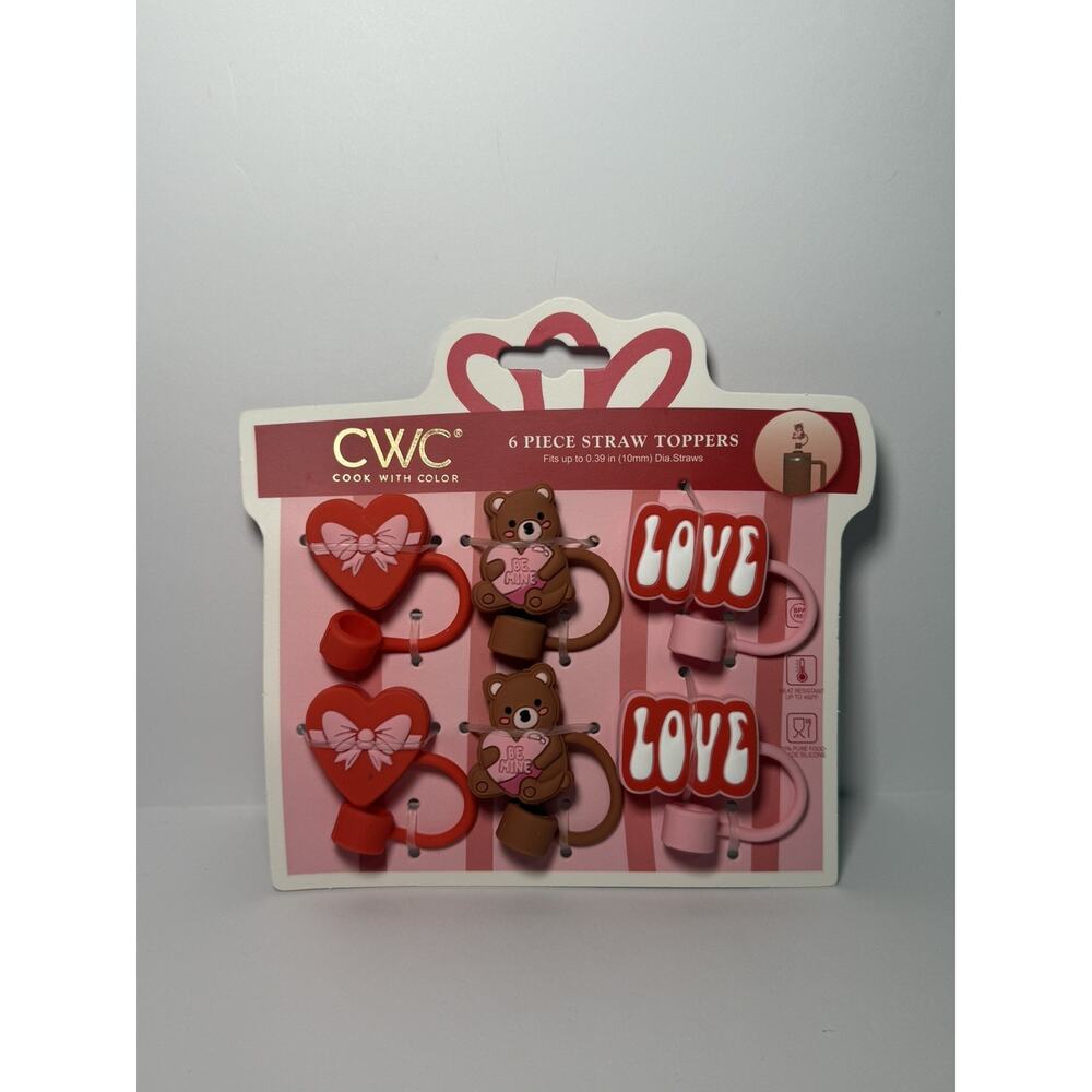 Cook With Color (CWC) Valentine's Straw Toppers Covers BNWT | 6 DIFFERENT SETS! - Picture 5 of 8